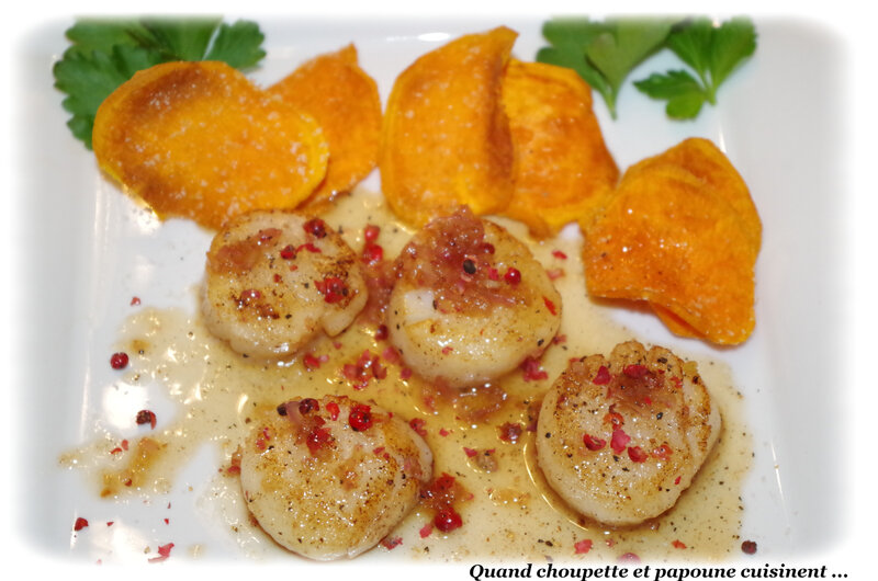 saint-jacques snackées, chips de patates douces-2736