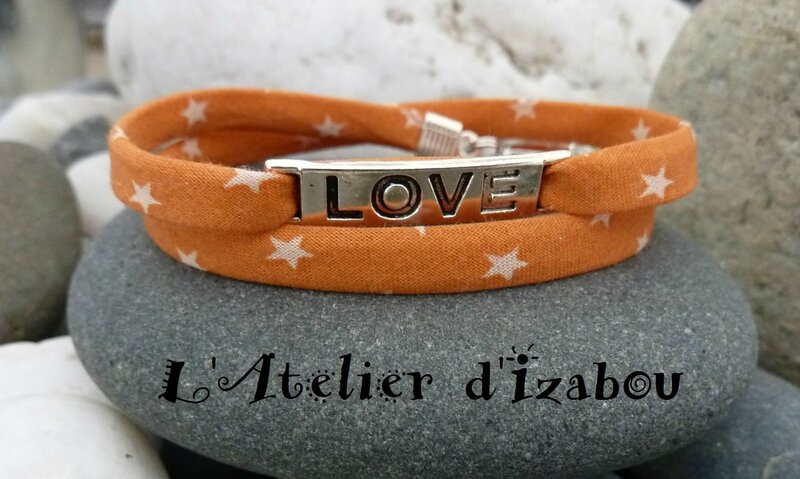 P1120693 Bracelet liberty orange vintage, connecteur love et fermoir pression