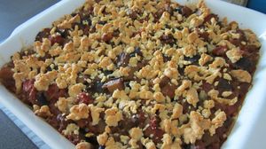 Crumble d'aubergine à la viande hachée