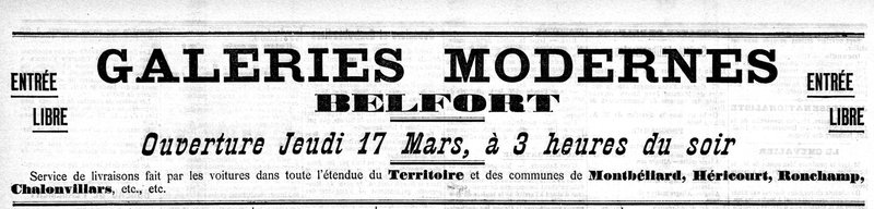 1904 03 13 Galeries Modernes Ouverture L'Alsace 2R