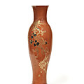 A rare coral-glazed gilt and lacquered <b>slender</b> <b>baluster</b> <b>vase</b>, Signed Yun An with a seal mark reading Linju, Yongzheng period