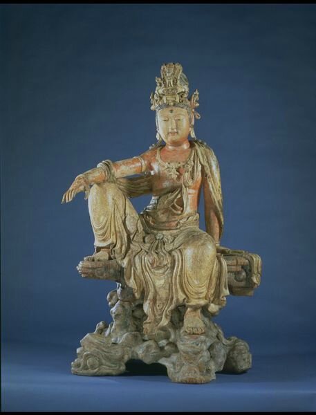 Figure of Bodhisattva Guanyin, wood, carved, painted, lacquered and gilded, China, Jin Dynasty, ca