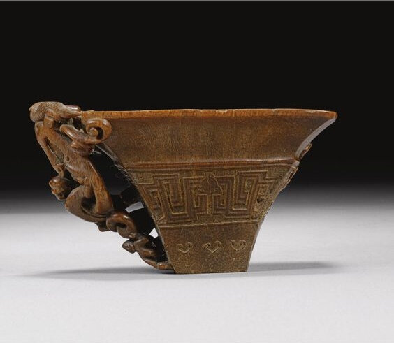 A rhinoceros horn libation cup, 17th-18th century