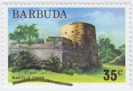 16238255-barbuda--circa-1976-stamp-printed-in-barbuda-shows-martello-tower-circa-1976