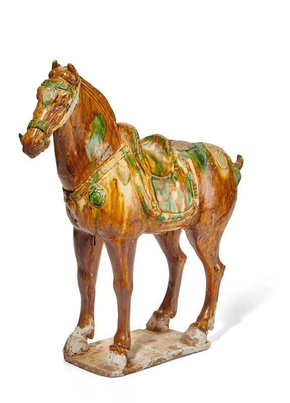 A sancai-glazed pottery model of a horse, Tang dynasty (618-907)