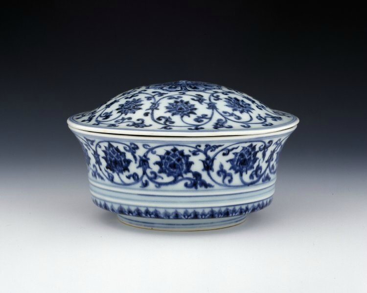 Porcelain covered bowl with underglaze blue decoration, Ming dynasty, Xuande mark and period, AD1426–35