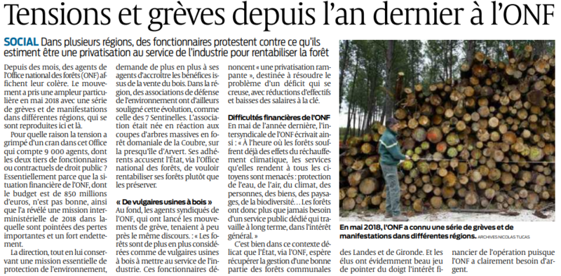 2019 09 24 SO Tensions et grèves depuis l'an dernier à l'ONF