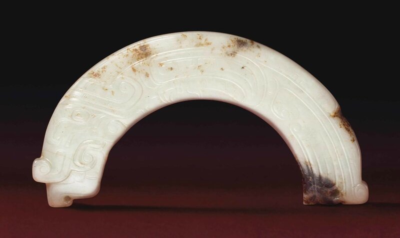 An exceptionally rare pale grey jade huang, Western Zhou dynasty, 9th-8th century BC