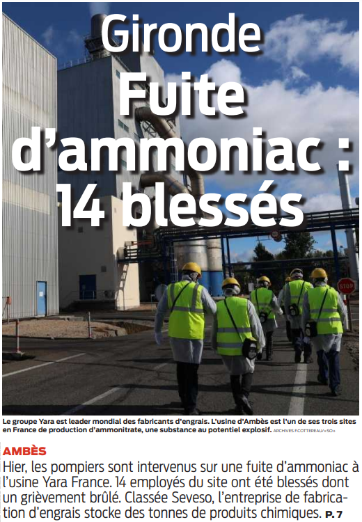 2022 03 24 SO Gironde Fuite d'ammoniac14 blessés