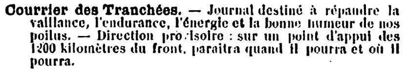 Courier des tranchées