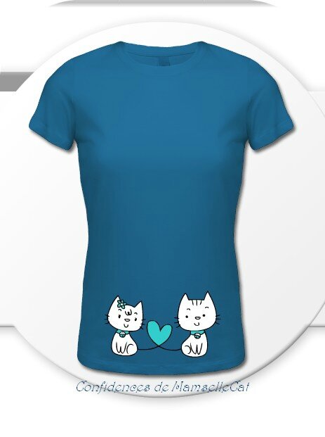 T-shirt chat bleu