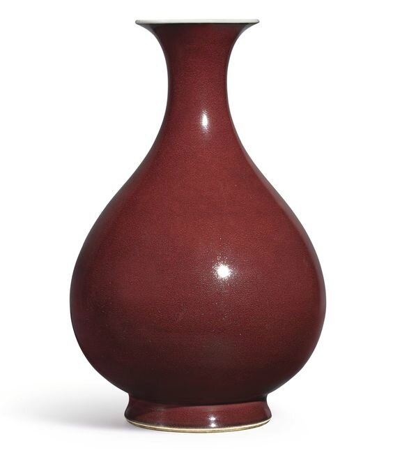 A copper-red glazed vase, yuhuchunping, seal mark and period of Qianlong (1736-1795)