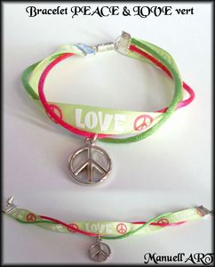 bracelet peace & love vert