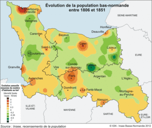 INSEE carte population démographie Basse-Normandie 1801 1851