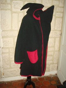 manteau de portage noir et fushia féérique polaire doublée polaire (3)