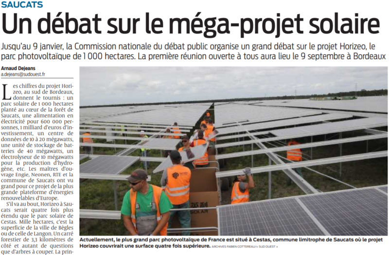 2021 08 31 SO Saucats Un débat sur le méga-projet solaire