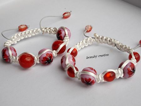 bracelts shamballa style avec perles coquelicot en fimo
