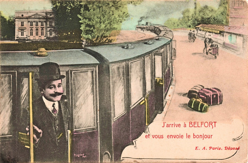 CPA J'arrive à Belfort RR