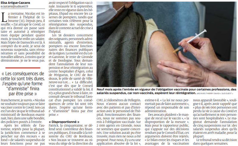 2022 06 17 SO Faut-il réintégrer les non vaccinés2