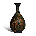 A russet-painted <b>black</b>-<b>glazed</b> vase (Yuhuchunping), Northern Song-Jin dynasty