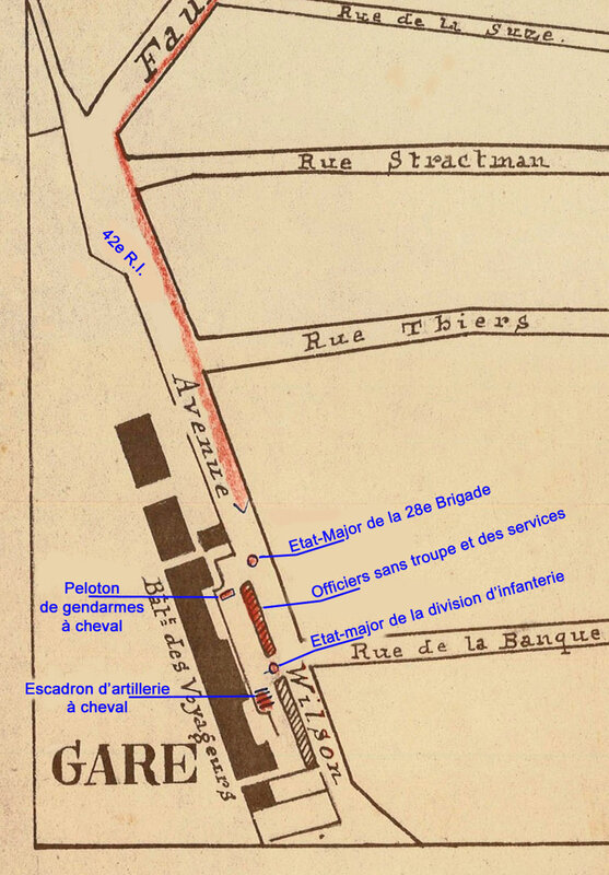 Plan implantation troupes devant gare BF