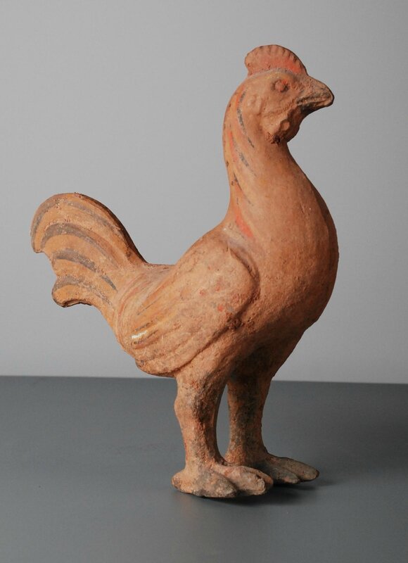 Pottery Model of a Rooster, China, Han Dynasty (206 BC-220 AD)