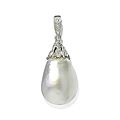 A slightly baroque <b>drop</b>-<b>shaped</b> <b>natural</b> <b>pearl</b> and diamond pendant, 1900s