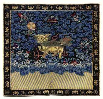 an_embroidered_military_officials_rank_badge_of_a_lion_buzi_19th_centu_d5477072h