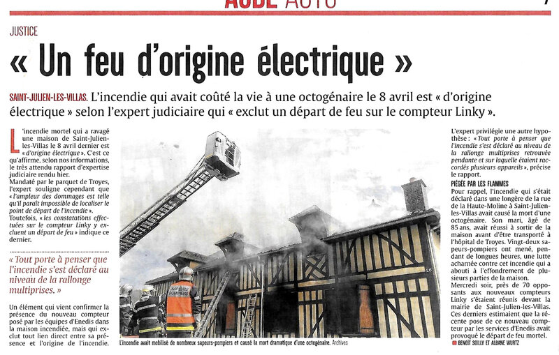 Résultat enquête incendie St Julien 2018