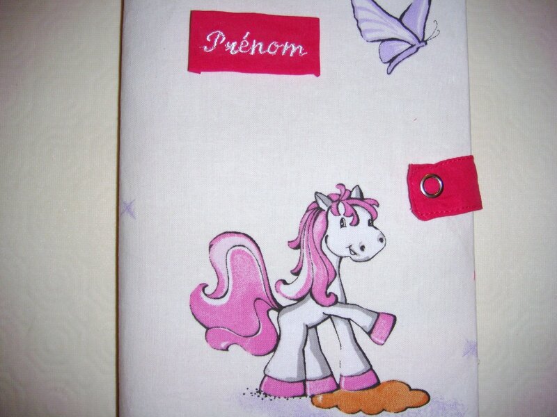 Protège carnet enfant poney féérique rose zoom flash