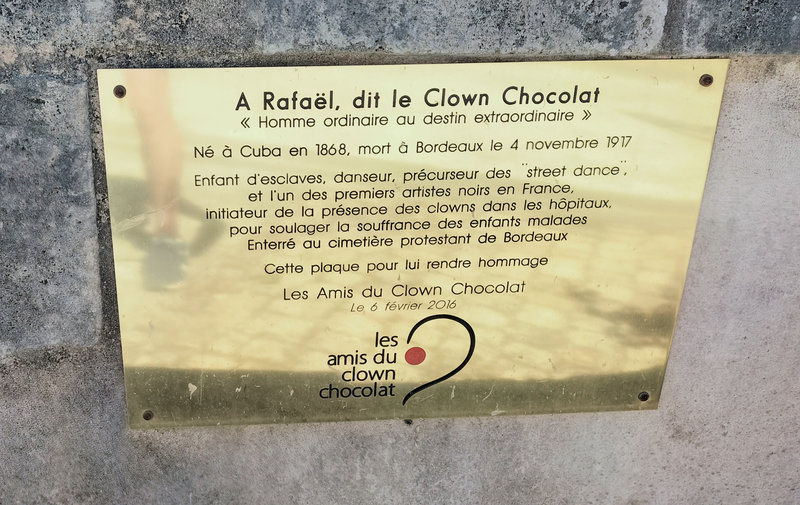 Bordeaux, cimetière protestant, plaque hommage Chocolat
