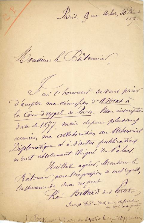 BITTARD DES PORTES démission