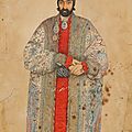 Portrait du prince Bahram Mirza Mo'ezz al-Dawleh <b>Qâjâr</b>, attribué à Abû al-Hasan Ghaffari dit Sani‘ al-Mulk, Iran, <b>art</b> <b>qâjâr</b>