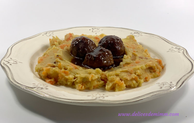 Stoemp poireau-carotte et boulettes de viande en sauce 4