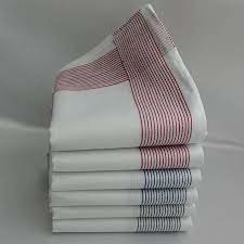 Mouchoirs tissu blanc 100% coton Par 6 - Blanc et Couleurs