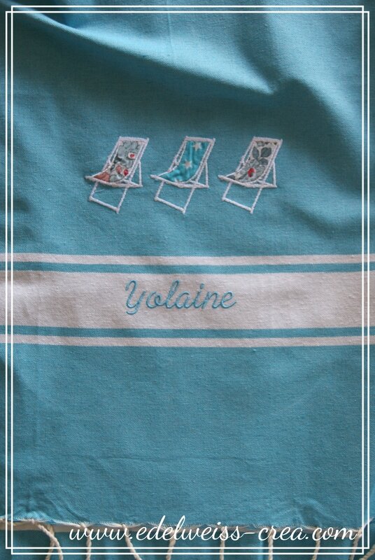 Fouta brodée Yolaine et 3 transat en appliqué