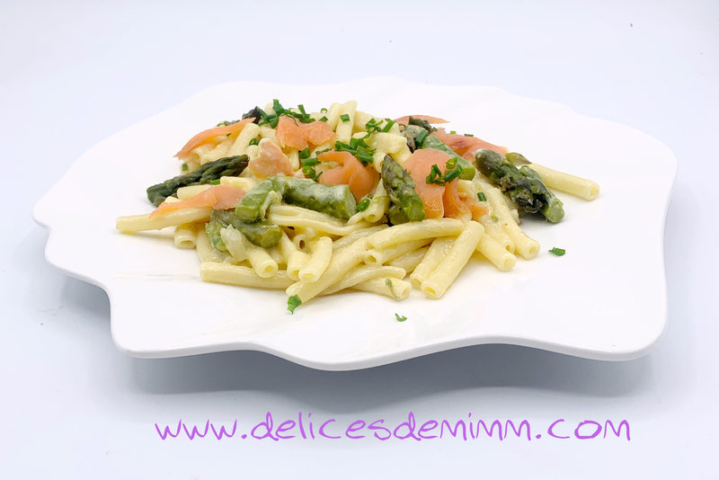 Pâtes au saumon fumé et aux asperges vertes 4