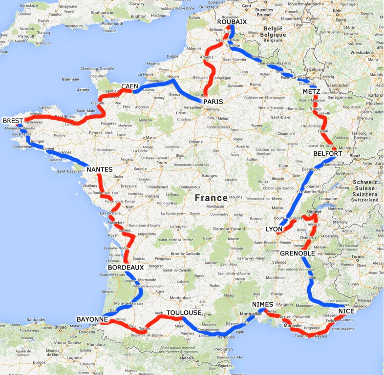 Carte Tour de France 1909 R