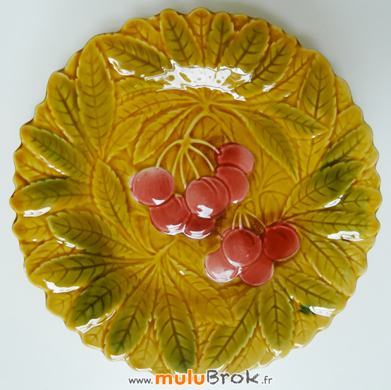 ASSIETTE-BARBOTINE-SARREGUEMINES-CERISES-muluBrok-Vintage