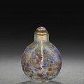 A gold aventurine <b>and</b> multicolor-splashed clear glass snuff bottle, Imperial, Palace Workshops, Beijing, 1750-1800