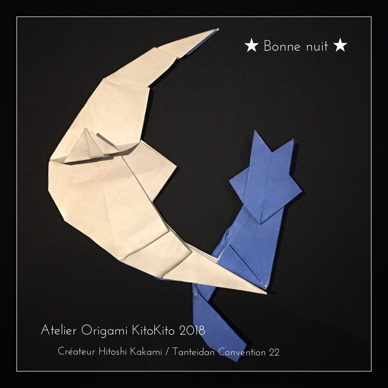 Atelier Origami KitoKito_Chat sur croissant de lune