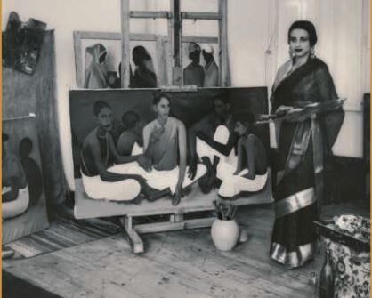 1937 06 Amrita dans son atelier à Simla par Paul Coze