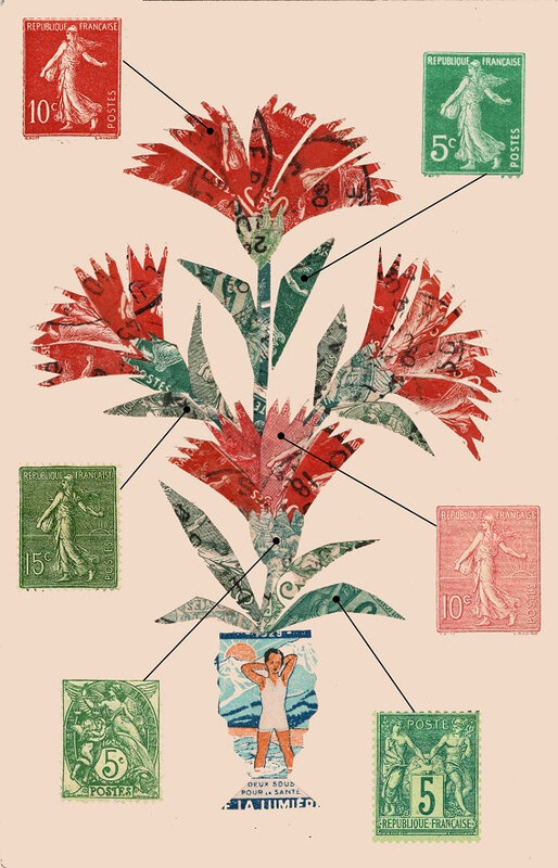 CPA Timbres Bouquet de fleurs Modèle BF
