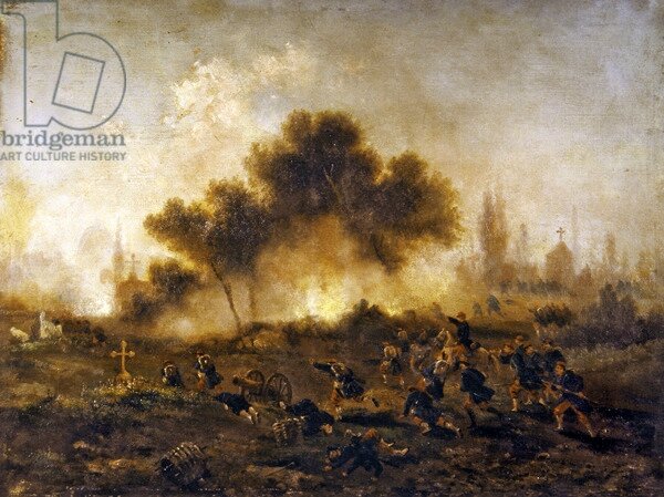 Boulanger, assaut d'un cimetière par les troupes régulières, mai 1871
