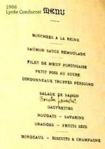charlemagne banquet Condorcet 1906menu