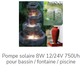 pompe solaire 8W 12 24V 750 lh pour bassin fontaine piscine