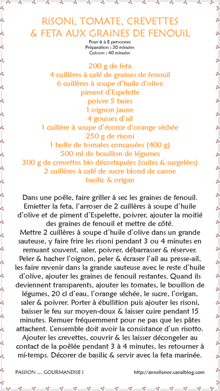 Risoni, tomates, crevettes & feta_fiche