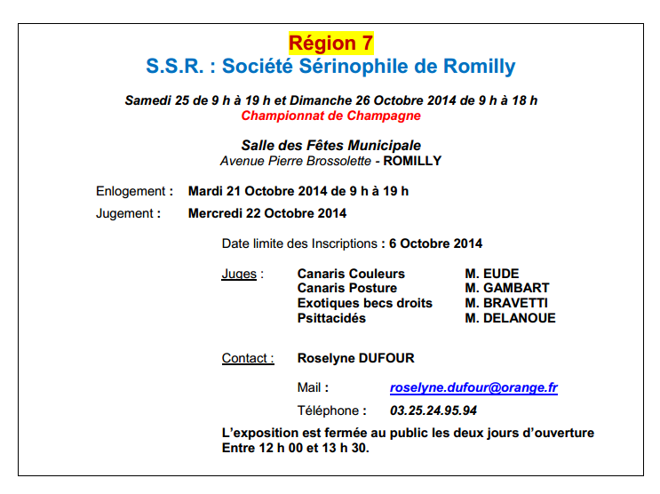 CONCOURS ROMILLY