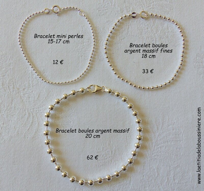 Bracelets boules argent massif