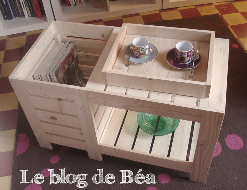 Table basse en bois de palette avec coffre de rangement